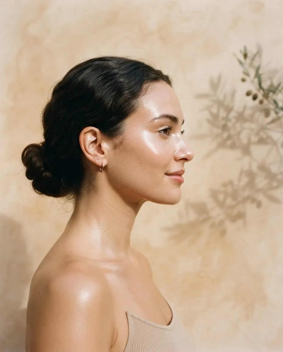 Perfil de mujer con la piel hidratada
